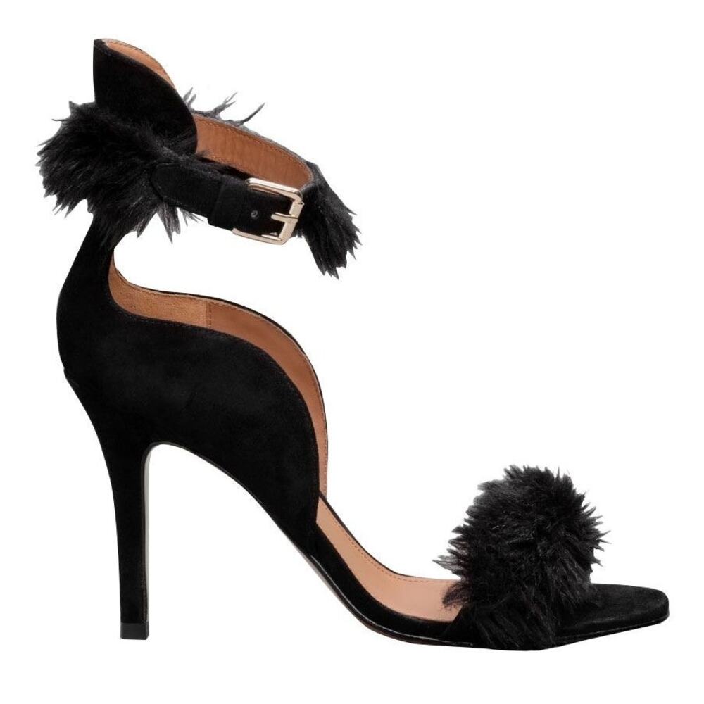 & Other Stories Black Fuzzy Strappy Heels Womens Size 40/9